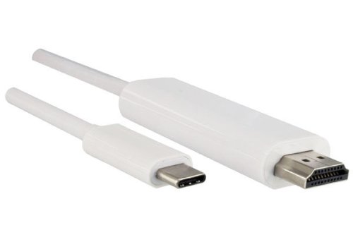 Cavo USB 3.1 da spina di tipo C a spina HDMI, 4K2K@60Hz, HDCP, HDR, bianco, scatola DINIC con foro Euro, lunghezza 1,00m